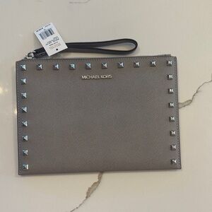 Michael Kors Silver Studded Pouch/Wristlet